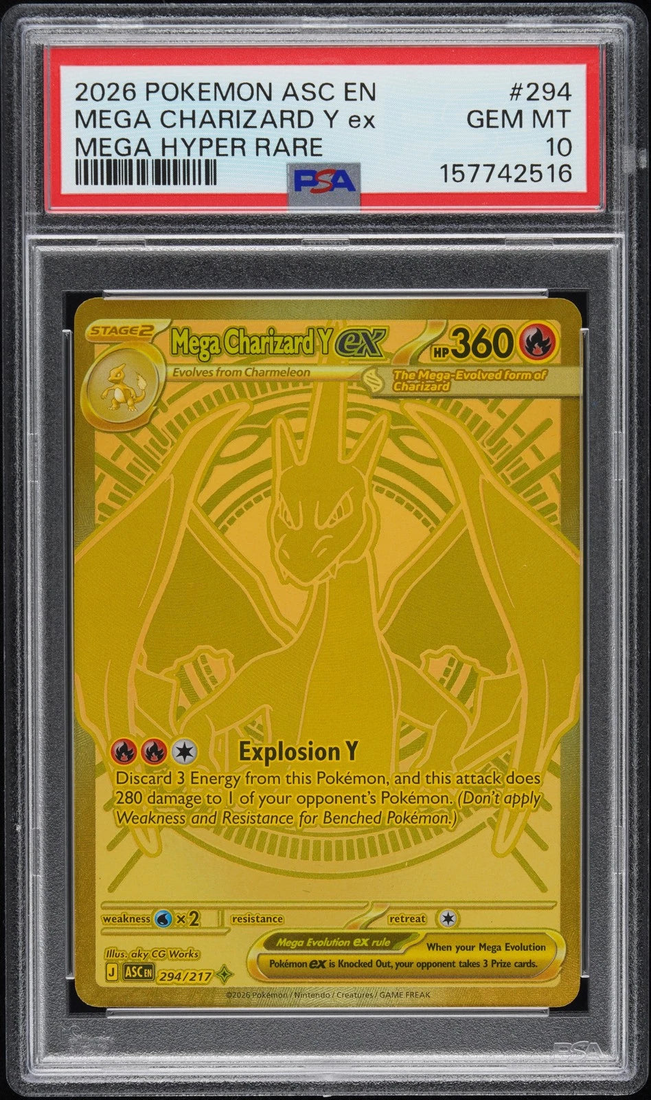 2026 POKEMON ASC EN-ASCENDED HEROES MEGA HYPER RARE MEGA CHARIZARD Y EX PSA 10